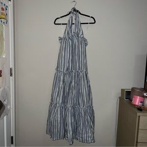 Lulus Blue & White Striped Halter Dress